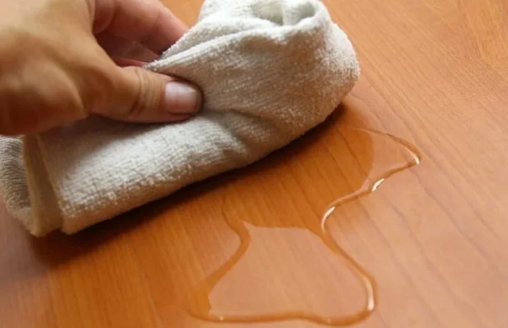 دستی در حال تمیز کردن ادرار گربه خارج اط ظرف خاک