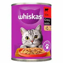 Whiskas Canned Adult Wet Cat Food With Beef In Gravy