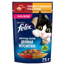 Felix Pouch Wet Cat Food With Beef &amp; Chicken 