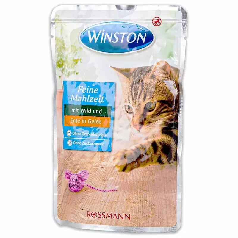 Winston Pouch Adult Wet Cat Food With Duck &amp; Wild In Jelly