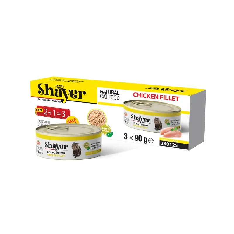 Shayer Natural Canned Wet Cat Food With Chicken Fillets