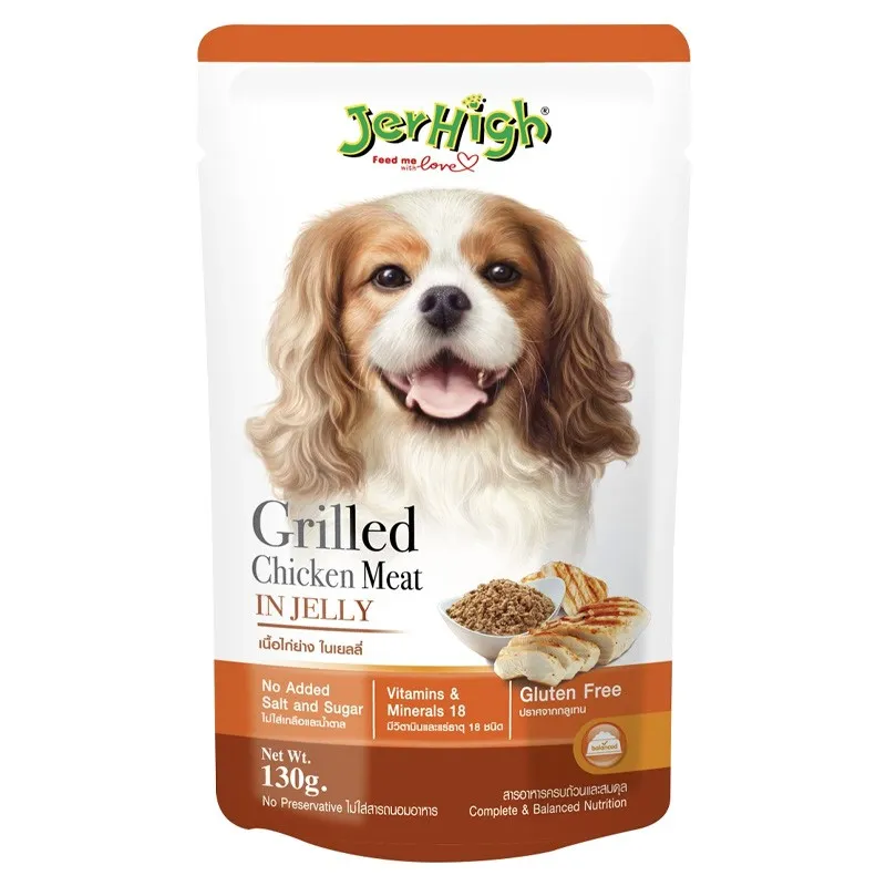 Jerhigh Pouch Adult Wet Dog Food With Grilled Chicken In Jelly