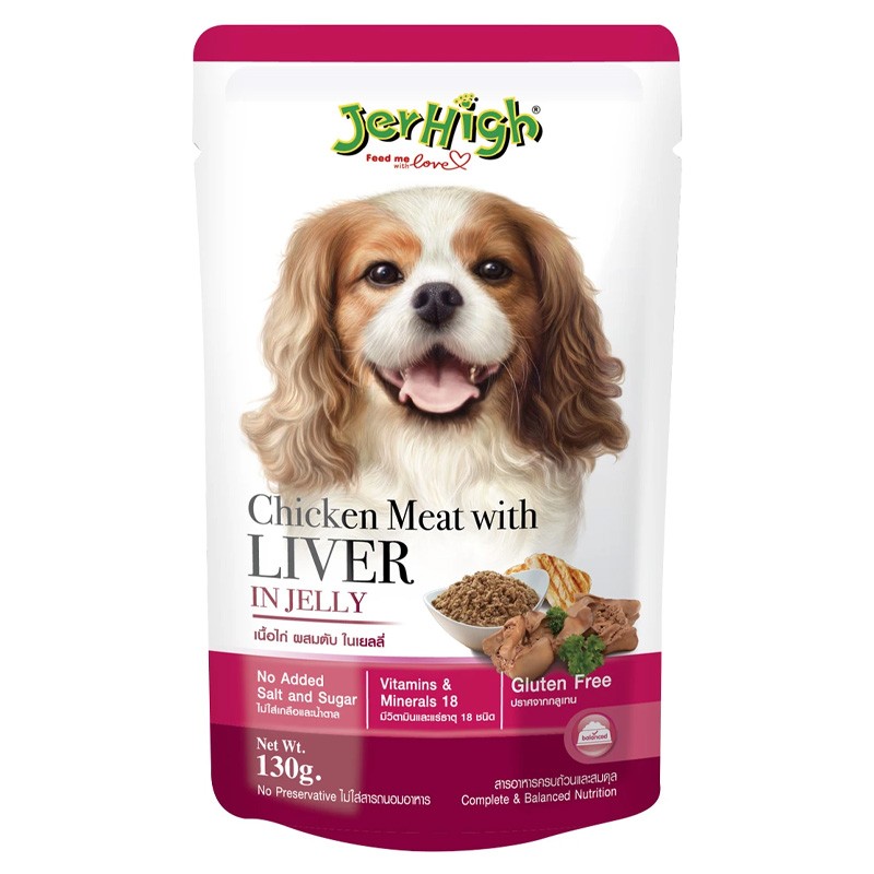 Jerhigh Pouch Adult Wet Dog Food With Chicken &amp; Liver In Jelly