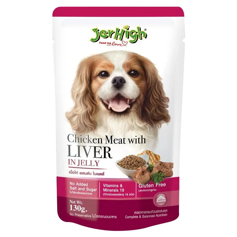 Jerhigh Pouch Adult Wet Dog Food With Chicken &amp; Liver In Jelly