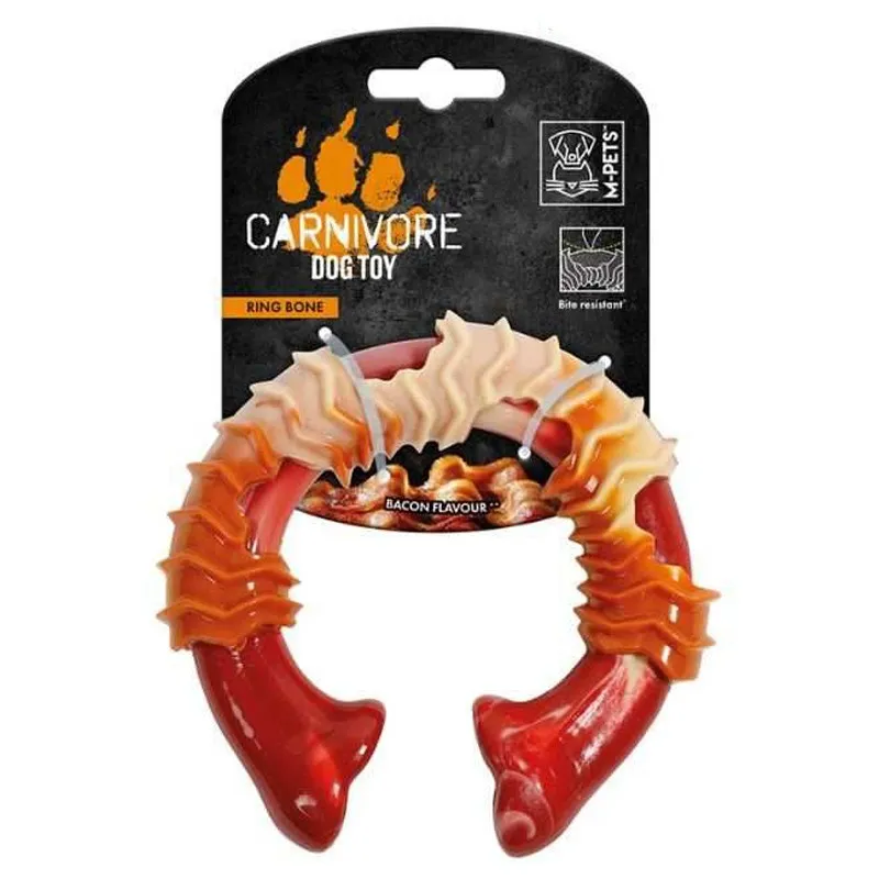 M-PETS Large Sized Carnivore Dog Toy Ring Bone With Bacon