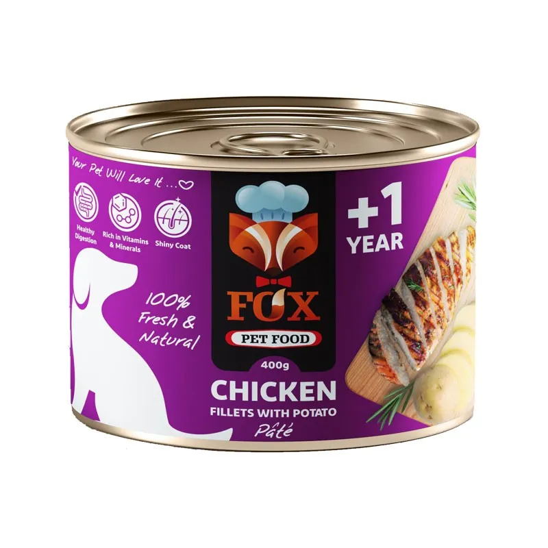 Fox Canned Adult Wet Dog Food With Chicken Fillets &amp; Potato