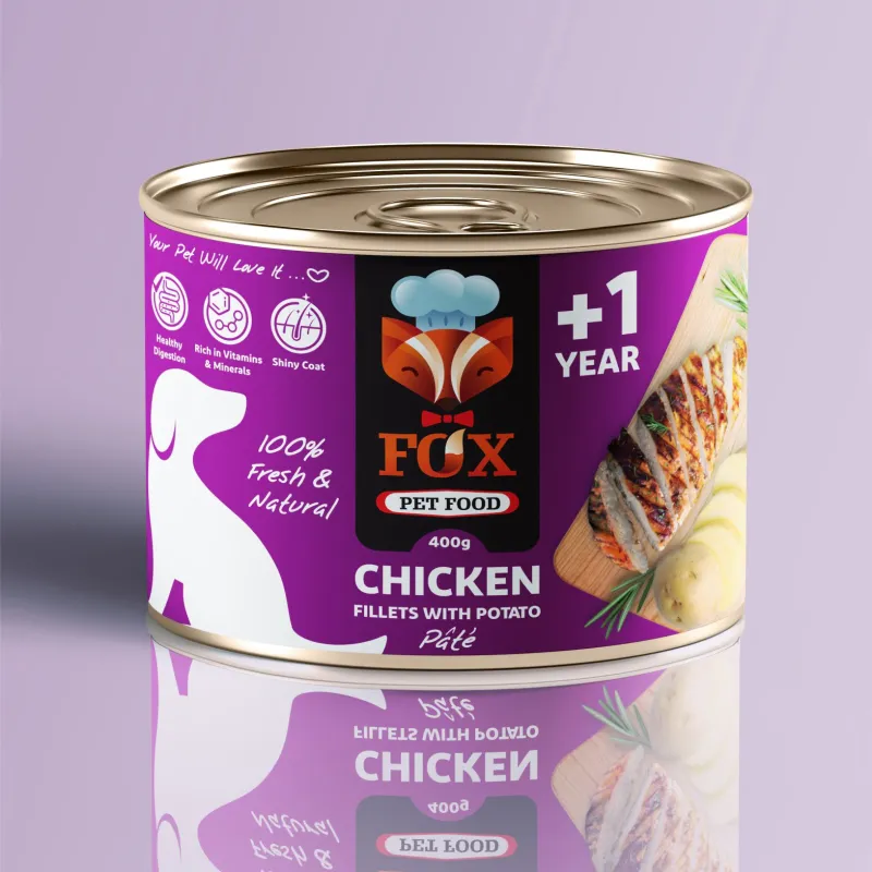 Fox Canned Adult Wet Dog Food With Chicken Fillets &amp; Potato