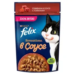 Felix Pouch Wet Cat Food With Beef &amp; Tomato In Gravy