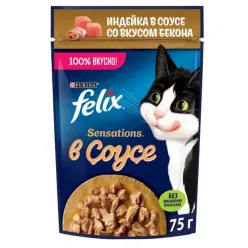 Felix Pouch Wet Cat Food With Turkey &amp; Bacon In Gravy