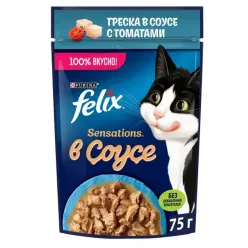 Felix Pouch Wet Cat Food With Cod Fish &amp; Tomato In Gravy