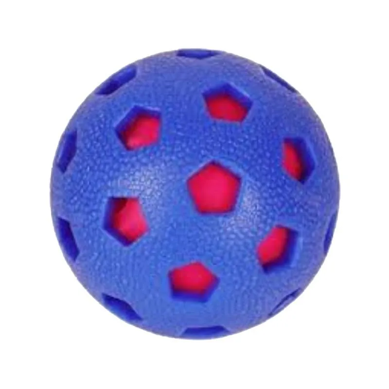 Blue red rubber ball with holes isolated