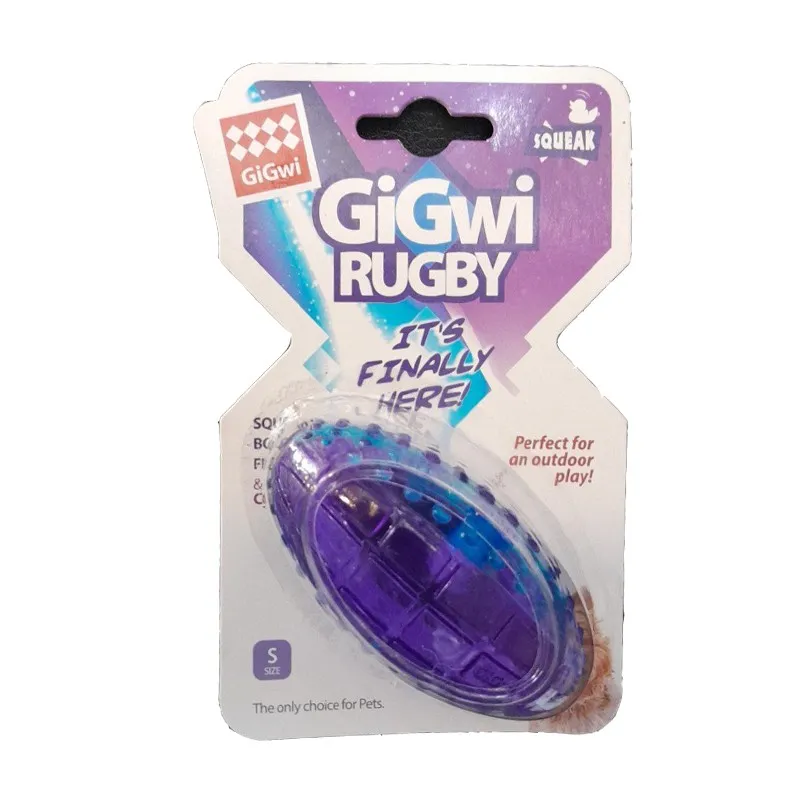 Gigwi Dog Natural Latex Rubber Squeaky Rugby Ball Toy