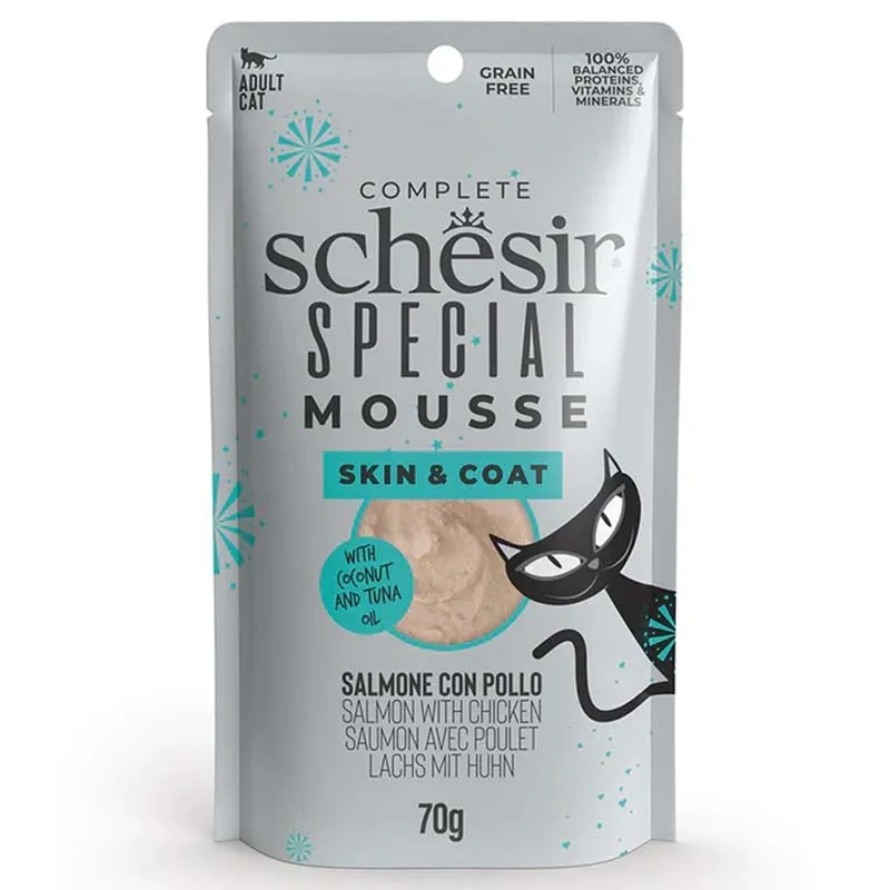 Schesir Skin &amp; Coat Salmon with Chicken in Mousse 70G in Pouch