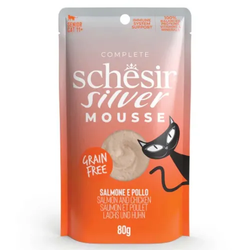 Schesir Silver Salmon &amp; Chicken in Mousse 80G in Pouch