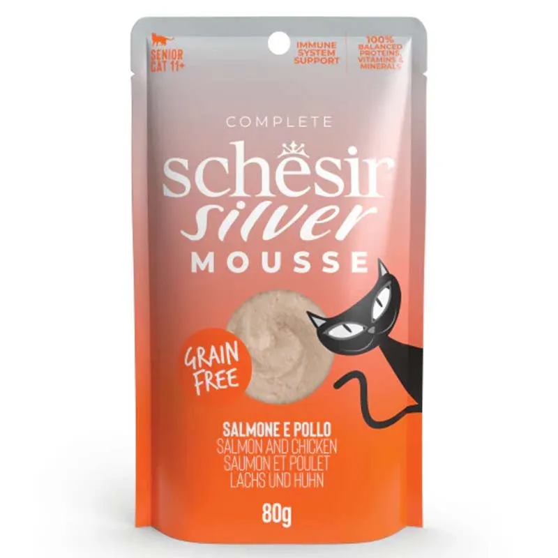 Schesir Silver Salmon &amp; Chicken in Mousse 80G in Pouch