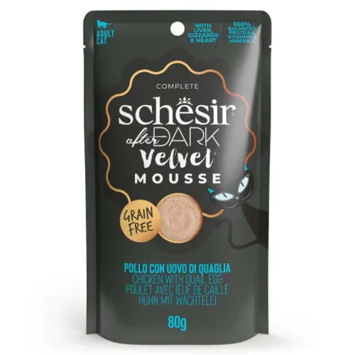 Schesir After Dark Chicken &amp; Quail Egg in Mousse 80G in Pouch