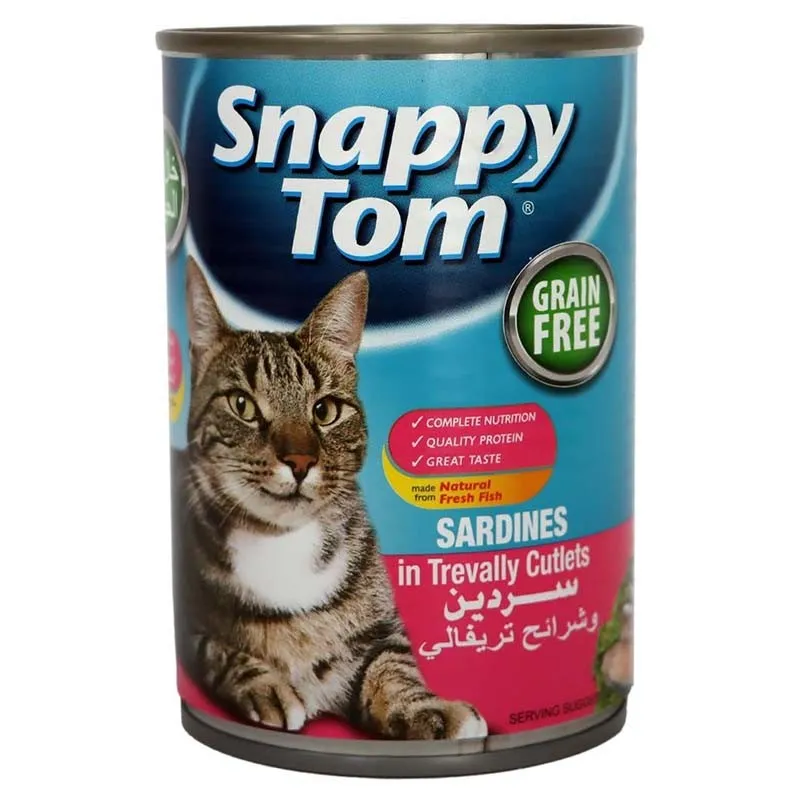 Snappy Tom Canned Wet Cat Food with Sardines in Trevally Cutlets