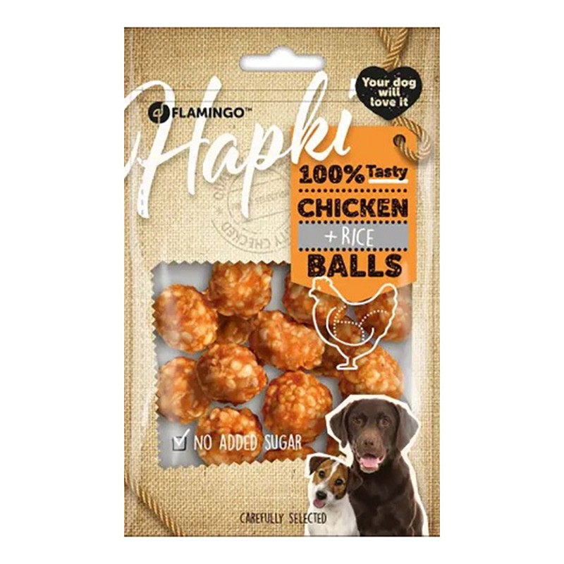 Flamingo Hapki Balls Dog Treat With Chicken &amp; Rice Flavor