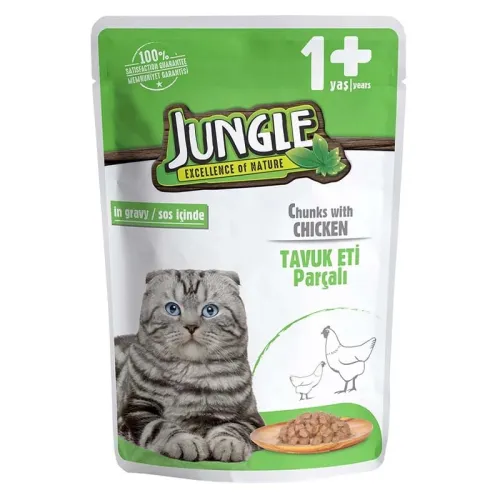 Jungle Pouch Adult Cat with chicken in Jelly