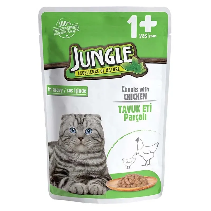 Jungle Pouch Adult Cat with chicken in Jelly