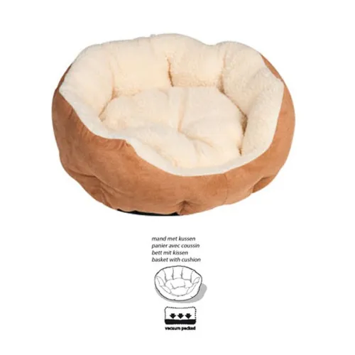 Basket Cushion Brown Suede