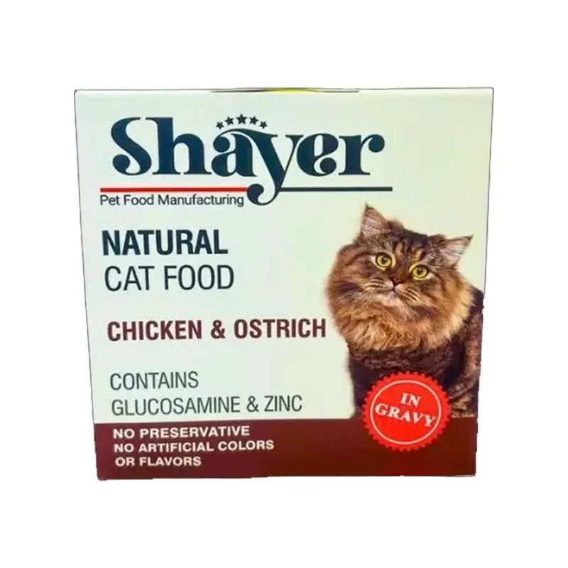 Shayer Natural Canned Wet Cat Food With Chicken Ostrich