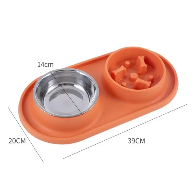  Dual Bowl Silicone Slow Feed with Stainless Steel Bowl