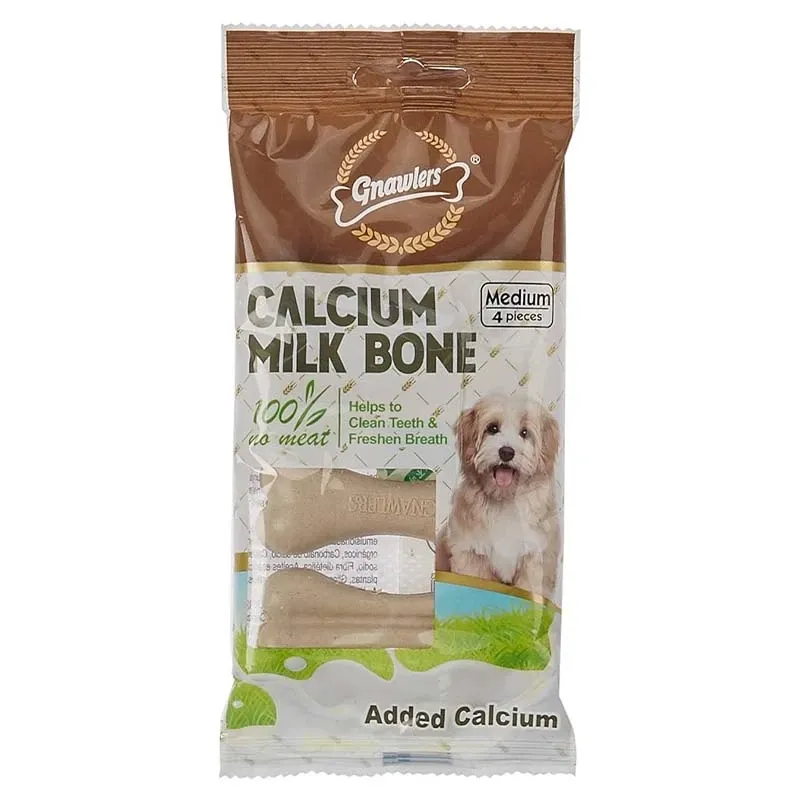 Gnawlers Calcium Milk Bone Medium 4 Pcs