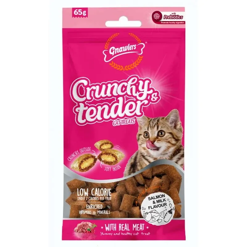 Gnawlers Crunchy & Tender Cat Treats with Salmon and Milk