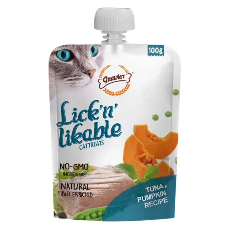 Gnawlers Lick 'n' Lickable Cat Treats with Tuna and Pumpkin