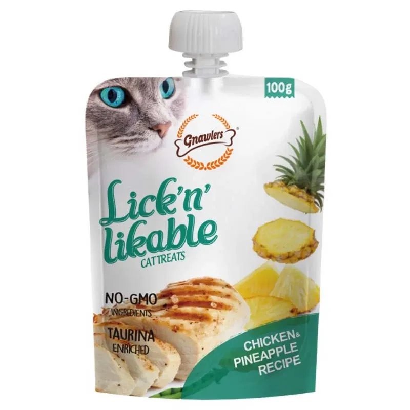 Gnawlers Lick 'n' Lickable Cat Treats with Chicken and Pineapple