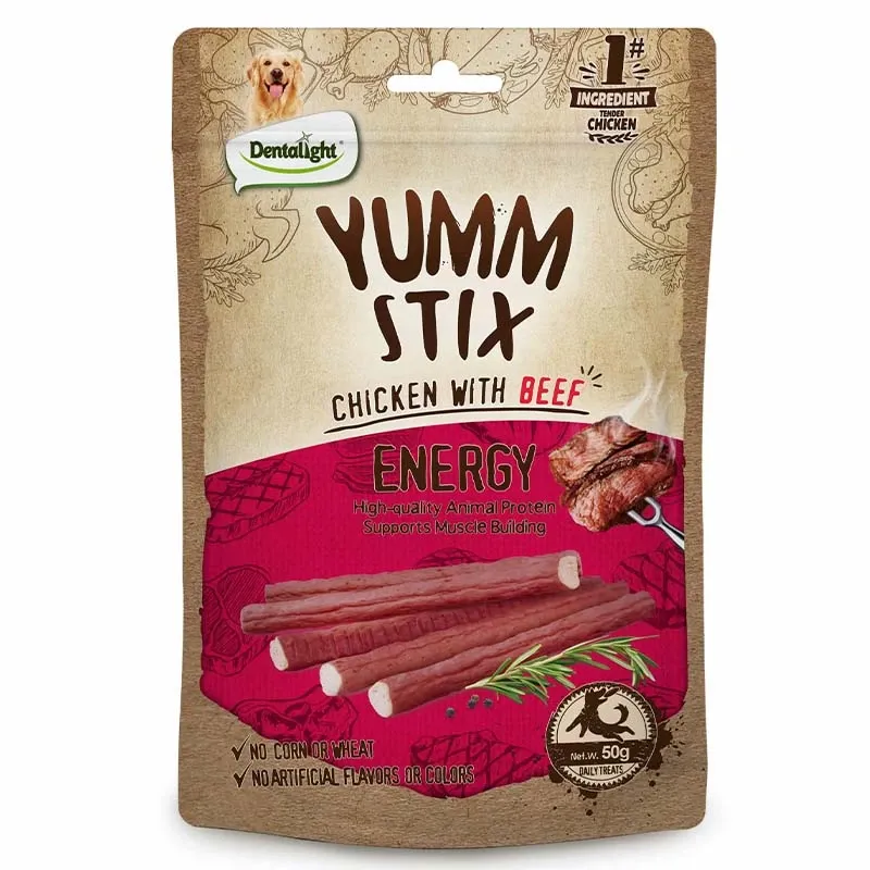 Dentalight Yumm Stix Dog Treat with Chicken and Beef