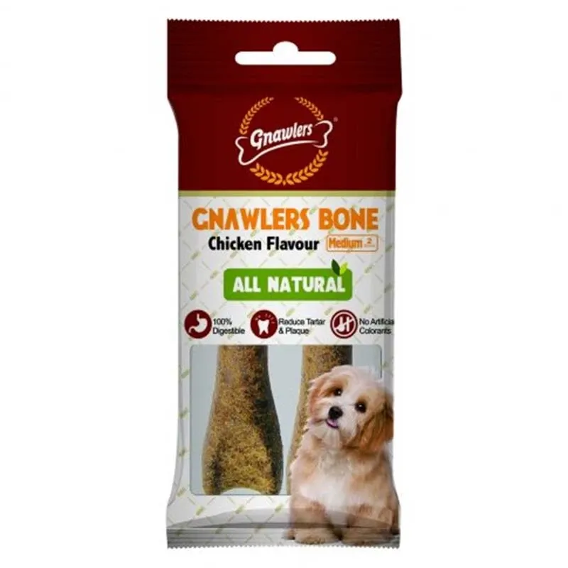 Gnawlers Bone Chicken Flavour Dog Dental Treats Medium