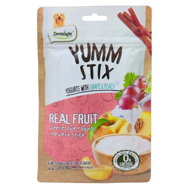 Dentalight Yumm Stix For Dogs-Wet and Soft Yogurts With Grape and Peach