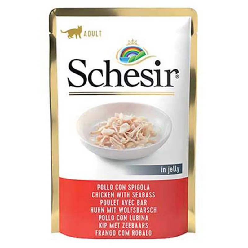 Schesir Chicken and Seabass in Jelly Wet Food for Adult Cats