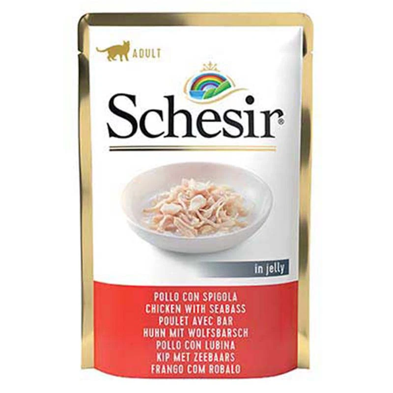 Schesir Chicken and Seabass in Jelly Wet Food for Adult Cats