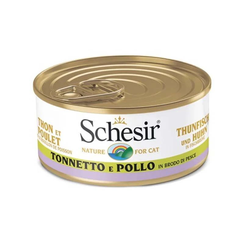 Schesir Canned Adult Wet Cat Food With Tuna Fish and Chicken