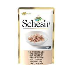 Schesir Pouch Adult Wet Cat Food With Salmon And Tuna In Jelly