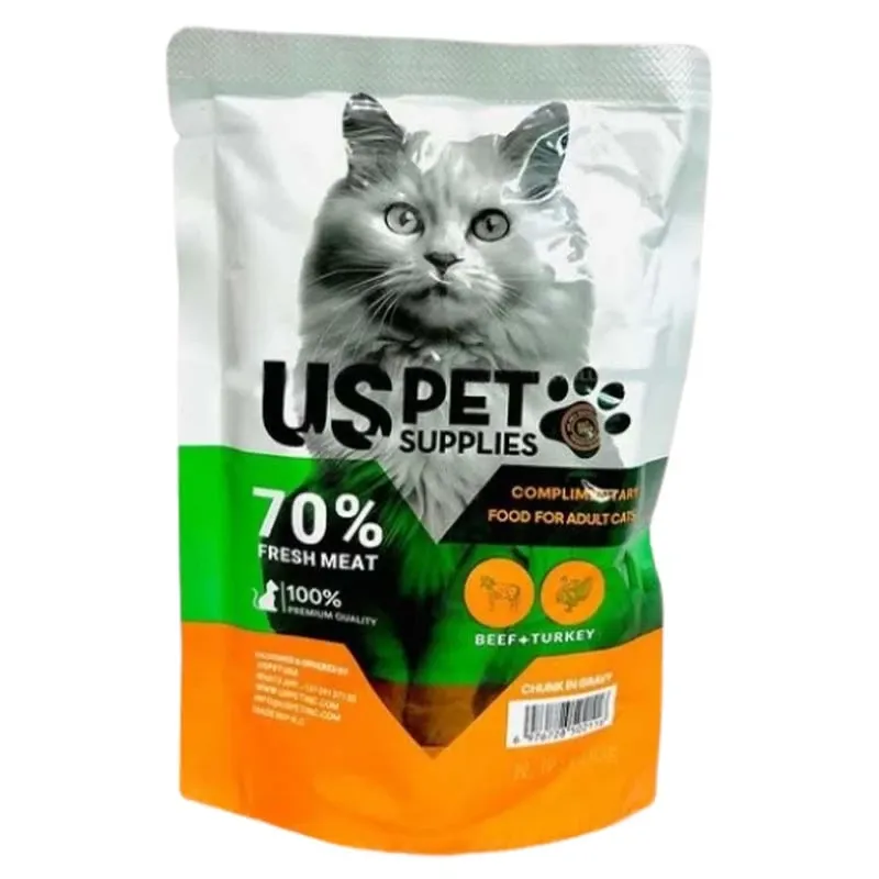 Us Pet Pouch Adult Wet Cat Food With Beef and Turkey Flavor