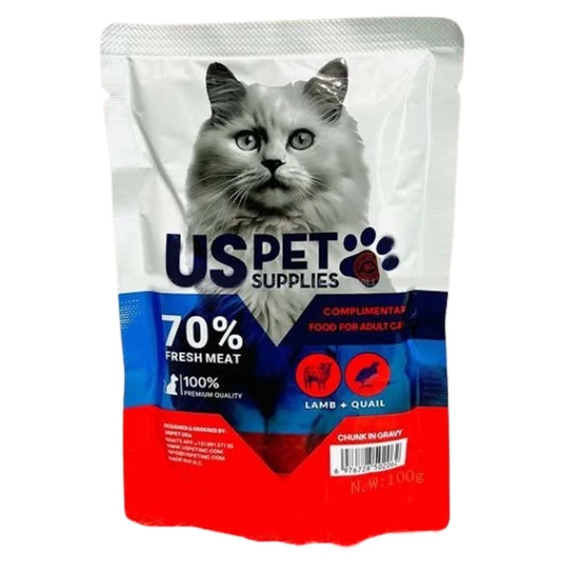 Us Pet Pouch Adult Wet Cat Food With Lamb and Quail Flavor
