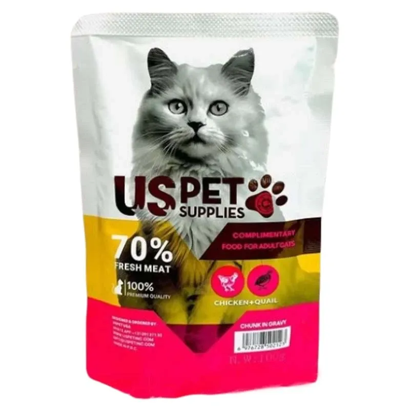 Us Pet Pouch Adult Wet Cat Food With Chicken and Quail Flavor