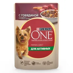 Purina ONE Mini pouches for small breed dogs with Beef and Carrot