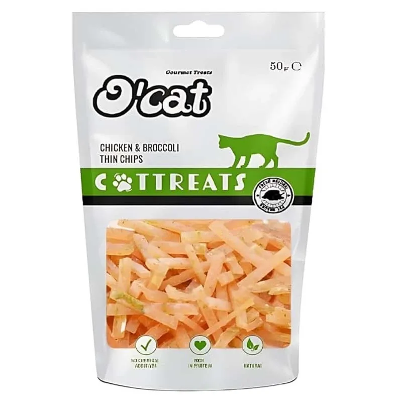 O'Cat Cat Treat With Chicken and Broccoli Thin Chips
