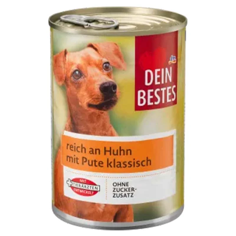 Wet Dog Food with Chicken and Turkey in Can 400g