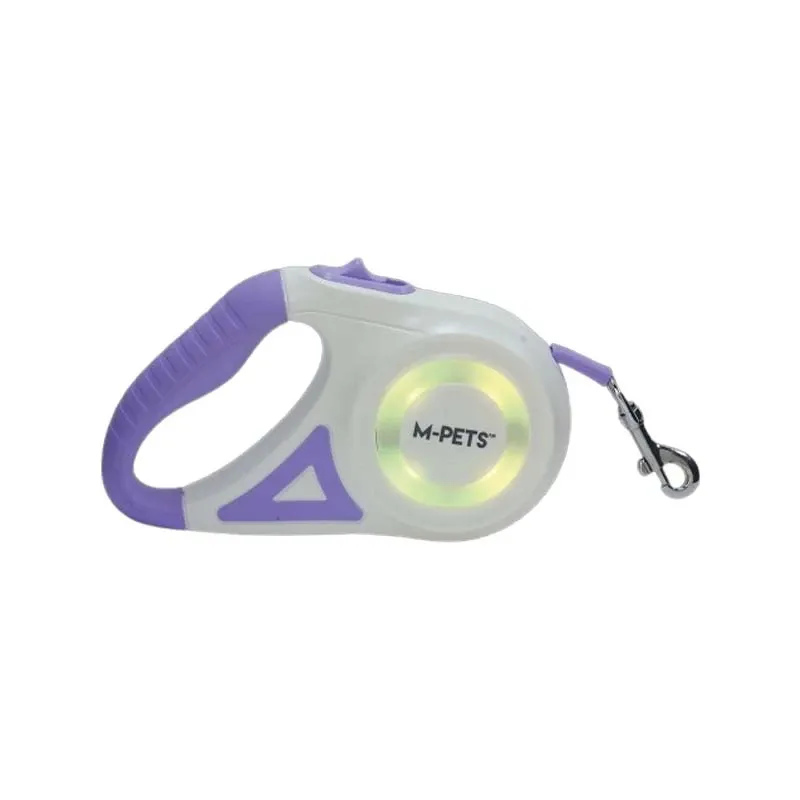 M-pets Liberty Dog Retractable LED Leash Purple