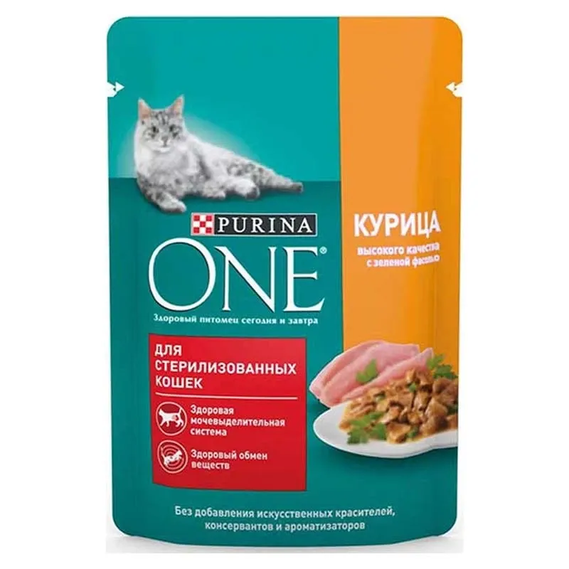 Purina ONE pouch for Sterilised Cats with Chicken and Green Bean