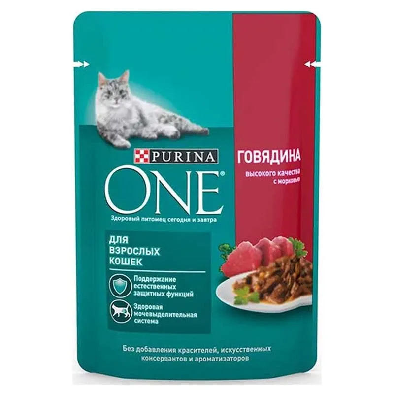 Purina ONE pouch Cats with Beef and Carrot