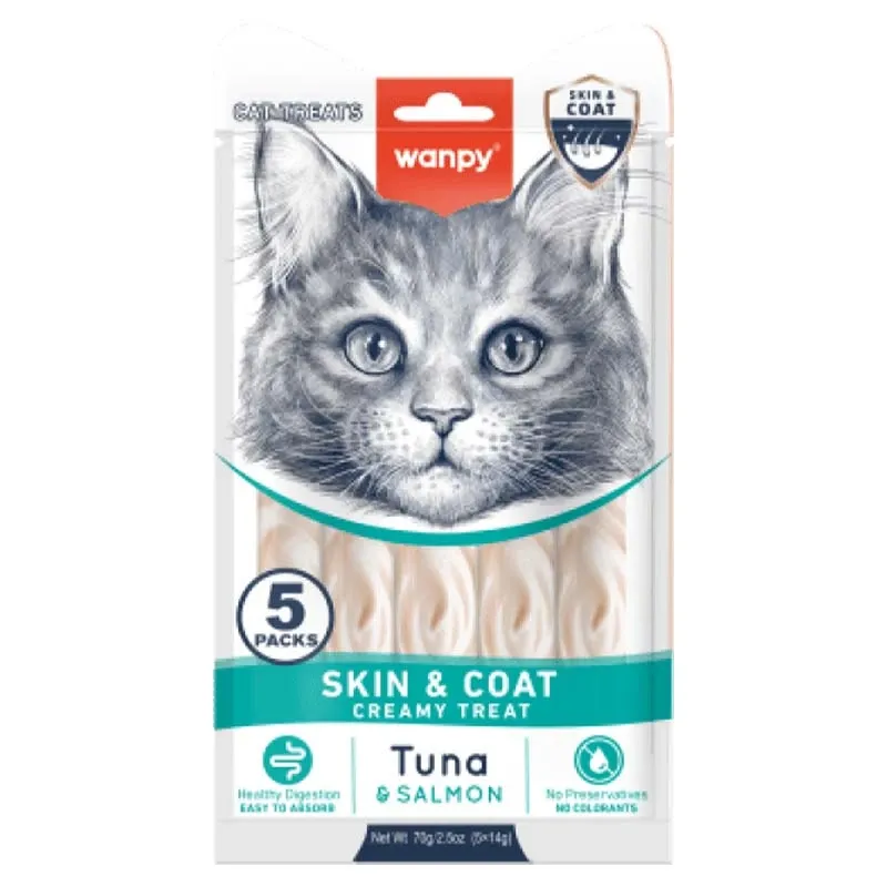 Wanpy Skin and Coats Treats with Tuna and Salmon 5 tubes