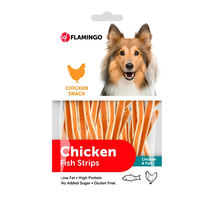 Flamingo Strips Dog Treat With Fish &amp; Chicken Flavor