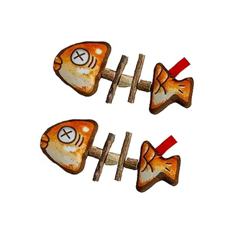 Cat Toys Wood Fish Bones with Catnip